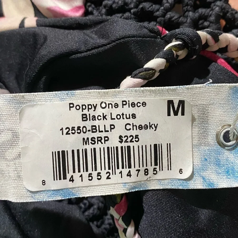 Frankie's Poppy One Piece Cheeky Black Lotus Bathing Suit‎ nwt